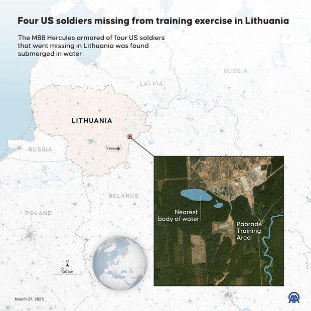 Four US soldiers missing from training exercise in Lithuania 
